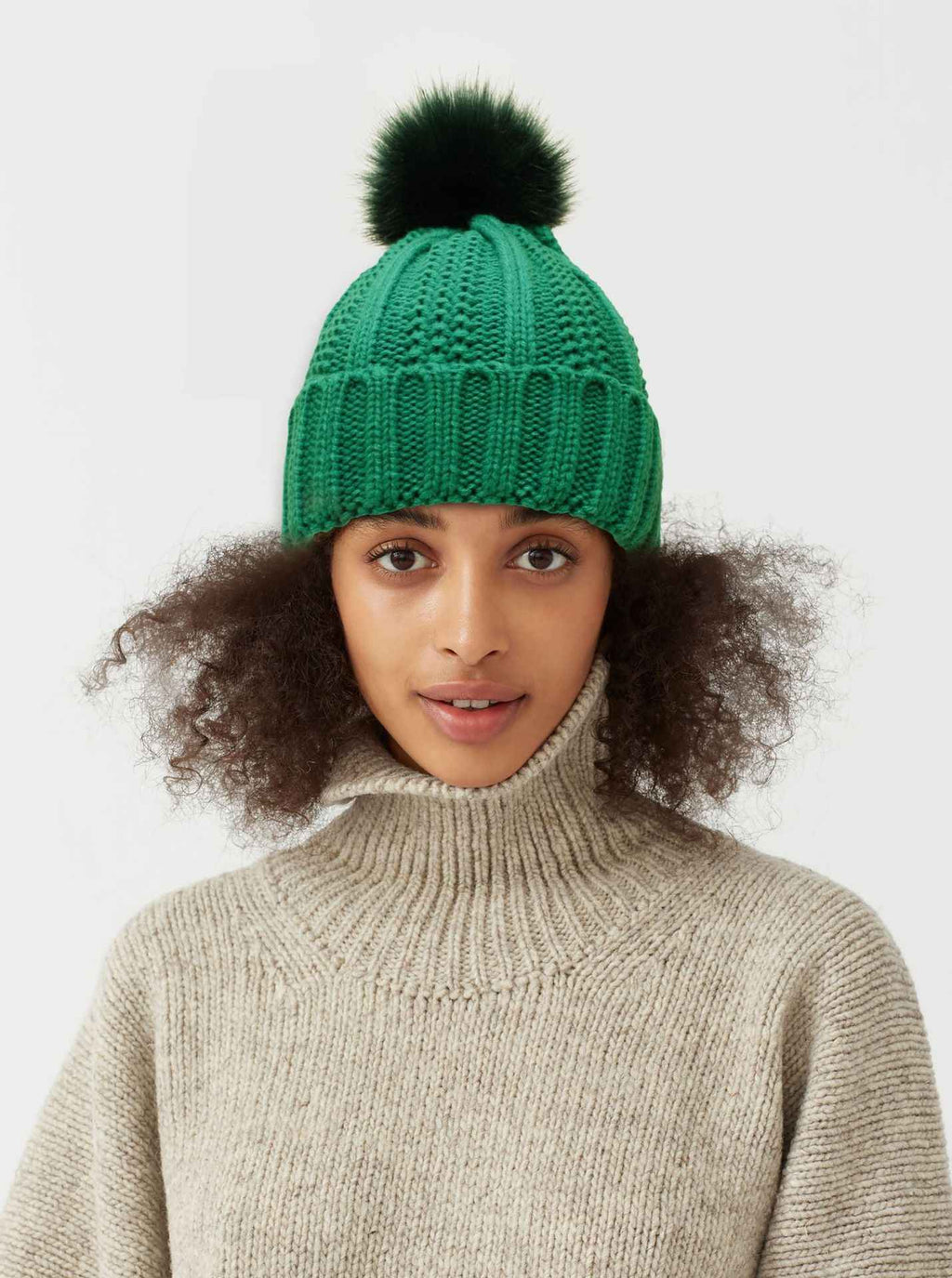 Winter Knitted Hats Fashion Stretchy Lined Skull Hats For Women Faux Fur Pom Pom Hat Keep Warming Beanie Hat