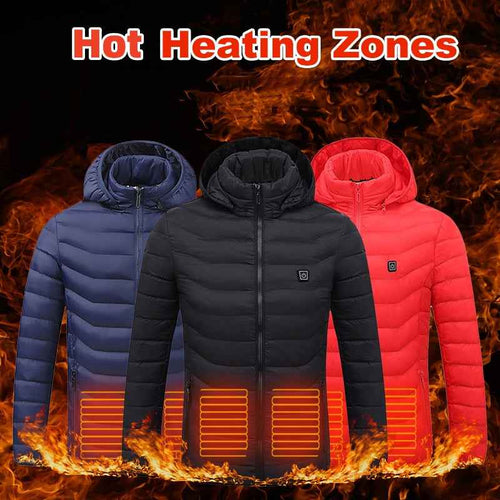 Heated Jacket, USB Powered Thermal Coat with Removable Hood